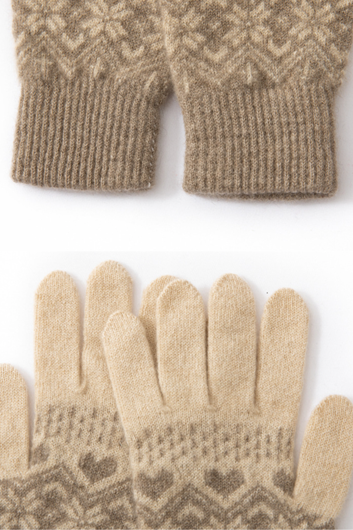 Gants Femme en Cachemire – Motif Flocon de Neige Fair Isle
