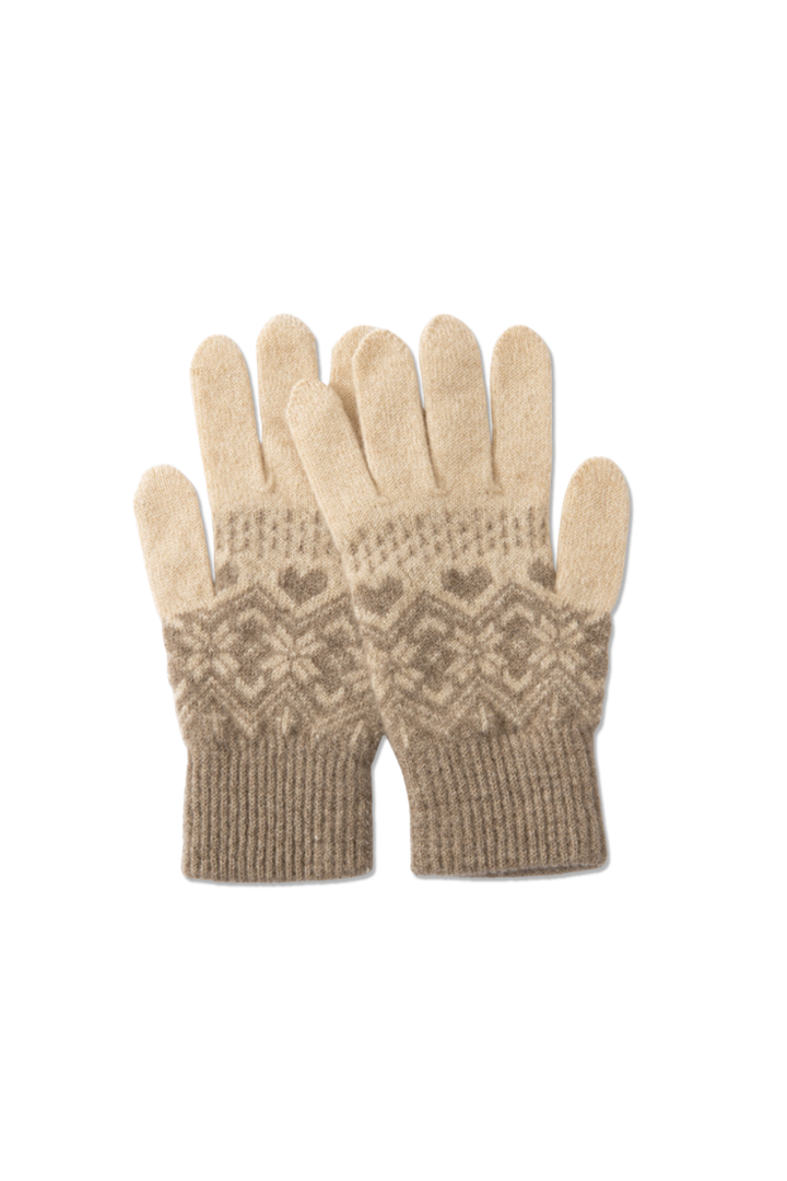 Gants Femme en Cachemire – Motif Flocon de Neige Fair Isle