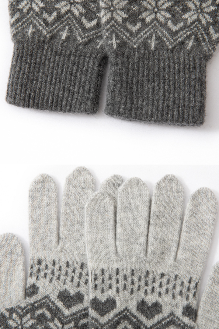 Gants Femme en Cachemire – Motif Flocon de Neige Fair Isle