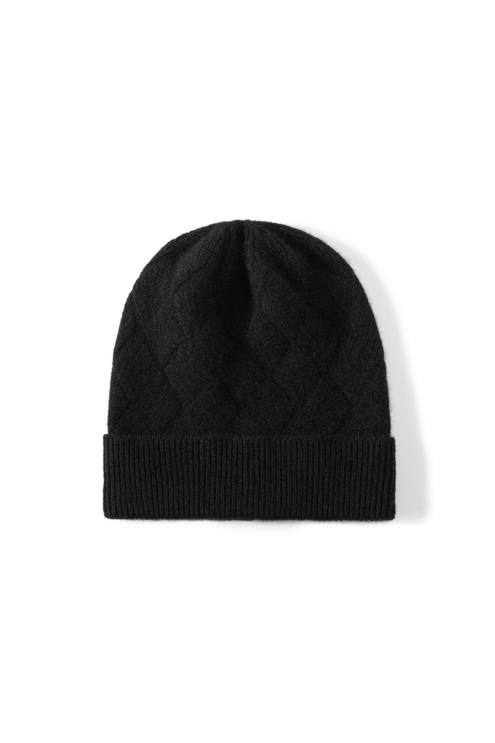 Femme Bonnet en Cachemire Texturé Diamant