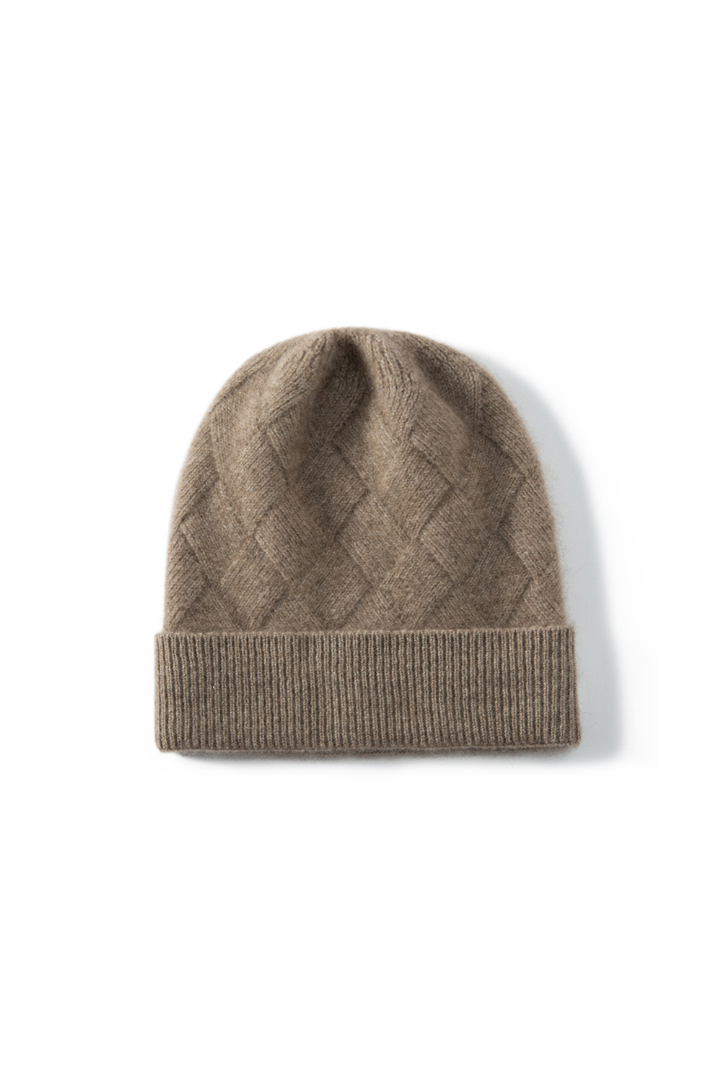 Femme Bonnet en Cachemire Texturé Diamant