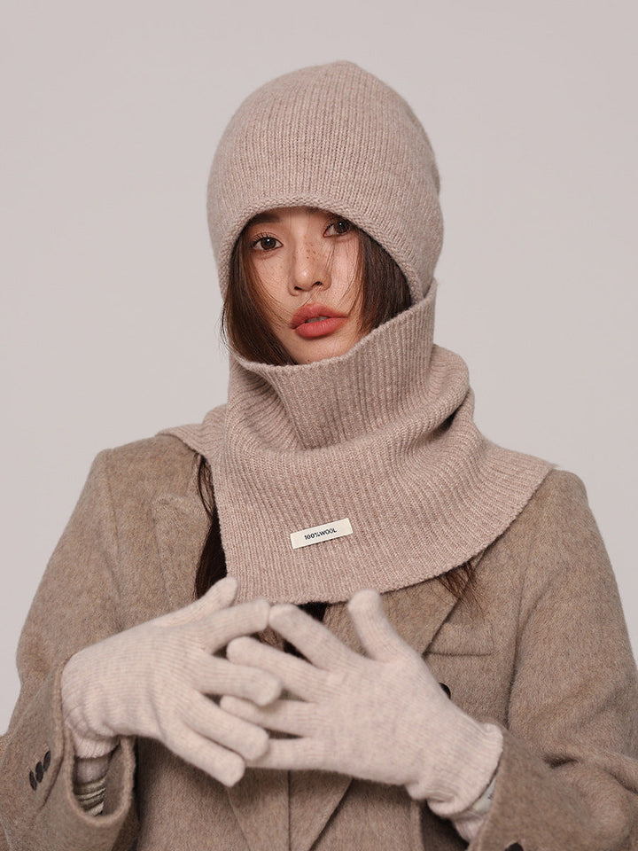 Set da donna con cappello e scaldacollo in lana pura
