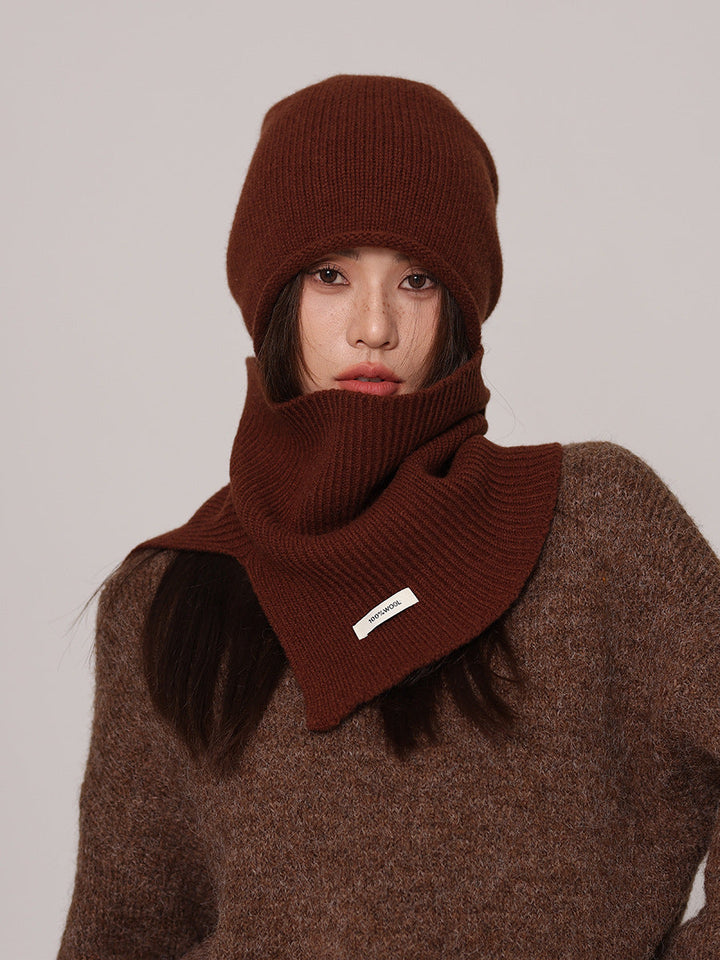 Set da donna con cappello e scaldacollo in lana pura
