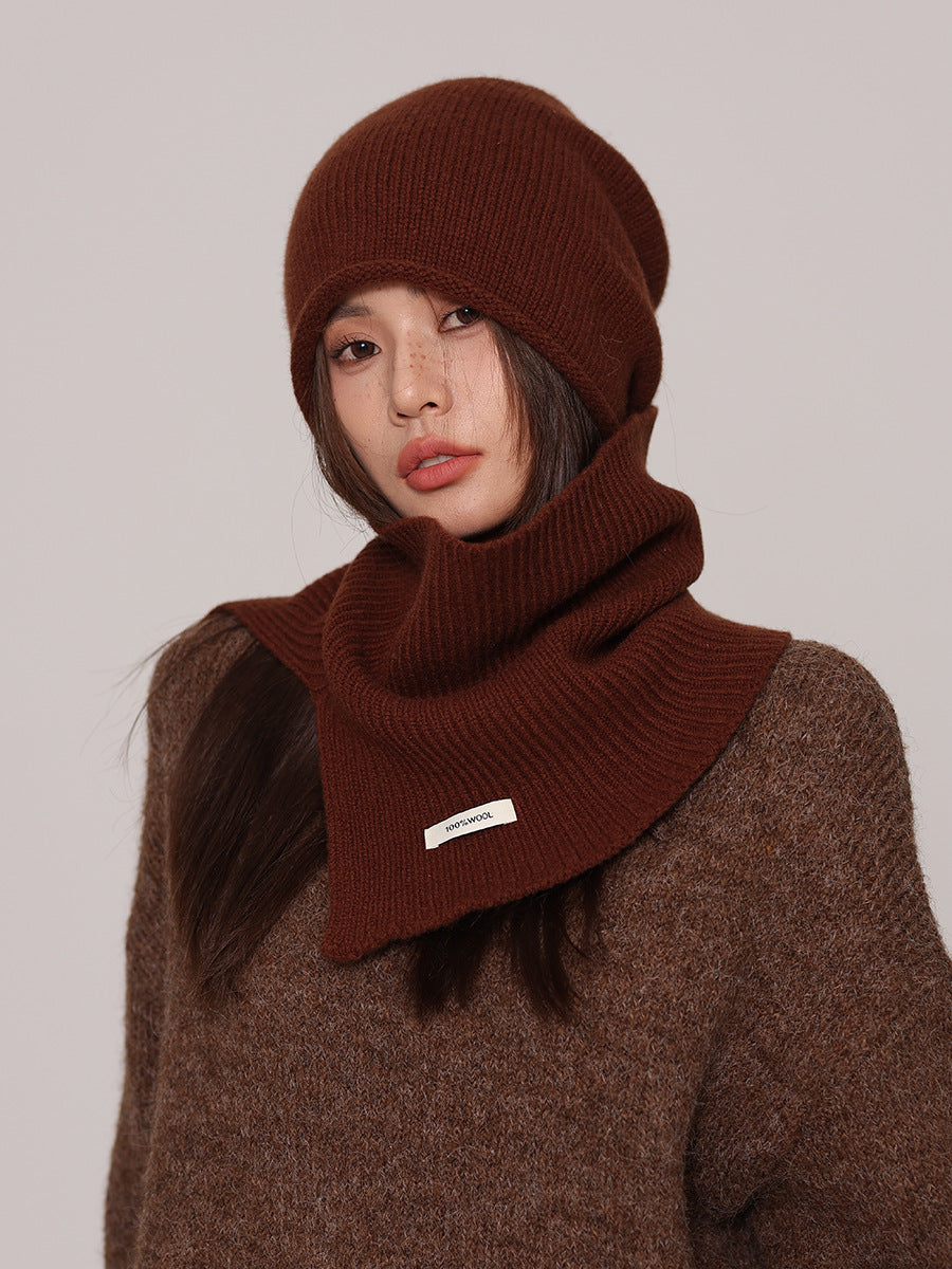 Set da donna con cappello e scaldacollo in lana pura