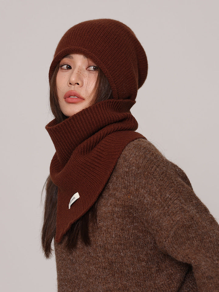 Set da donna con cappello e scaldacollo in lana pura