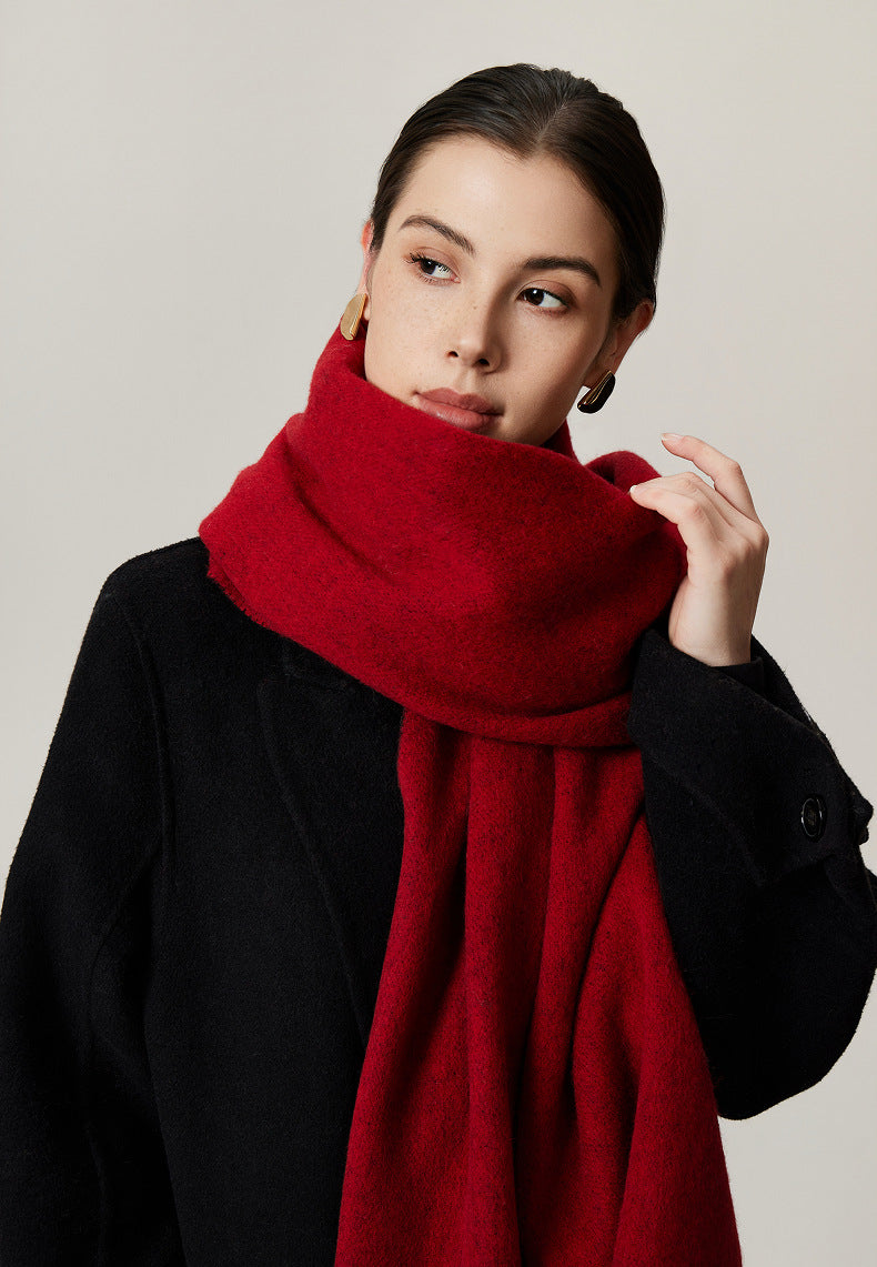 Femme – Écharpe Couverture Réversible en Laine d’Agneau – Grande Taille à Franges