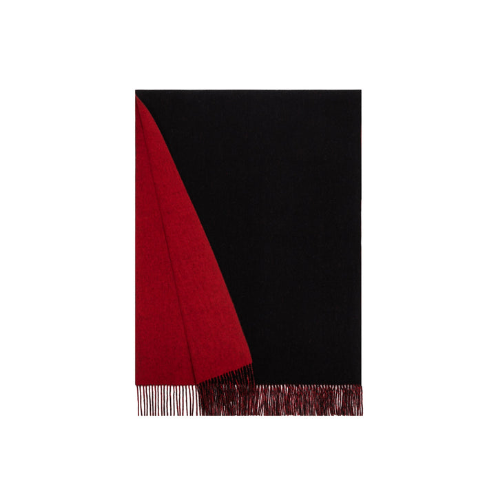 Femme – Écharpe Couverture Réversible en Laine d’Agneau – Grande Taille à Franges