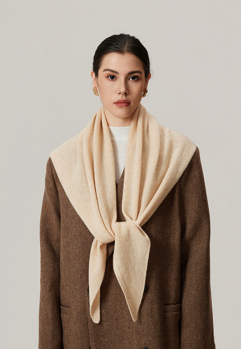 Women’s - Lambswool Triangular Scarf - Oversized Knitted Stole