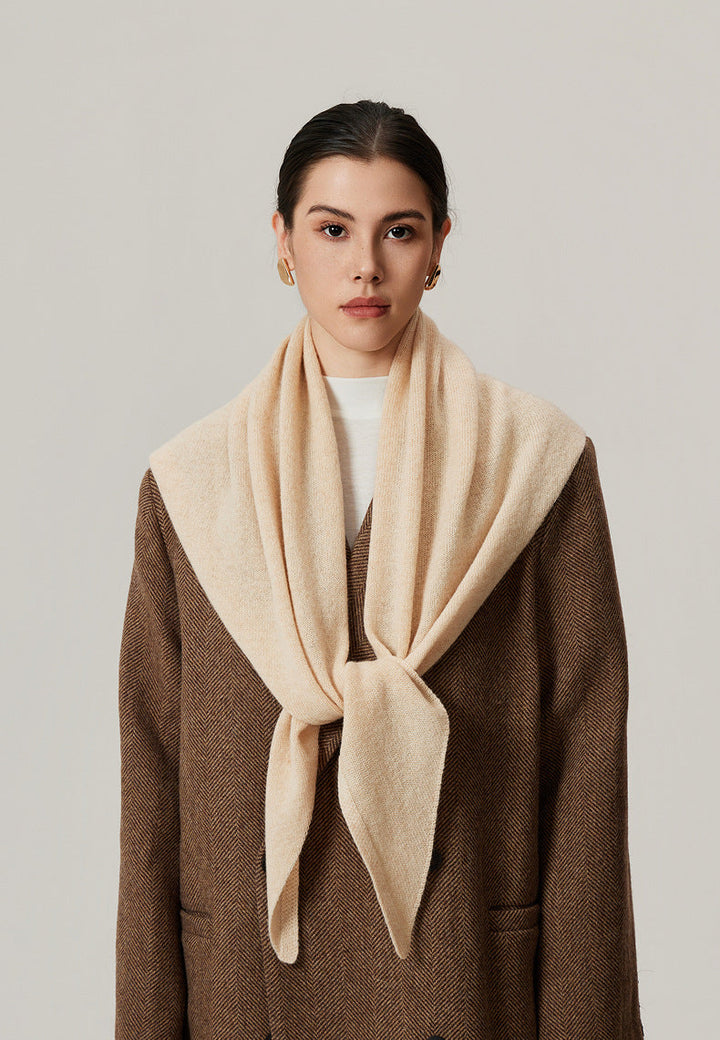 Women’s - Lambswool Triangular Scarf - Oversized Knitted Stole