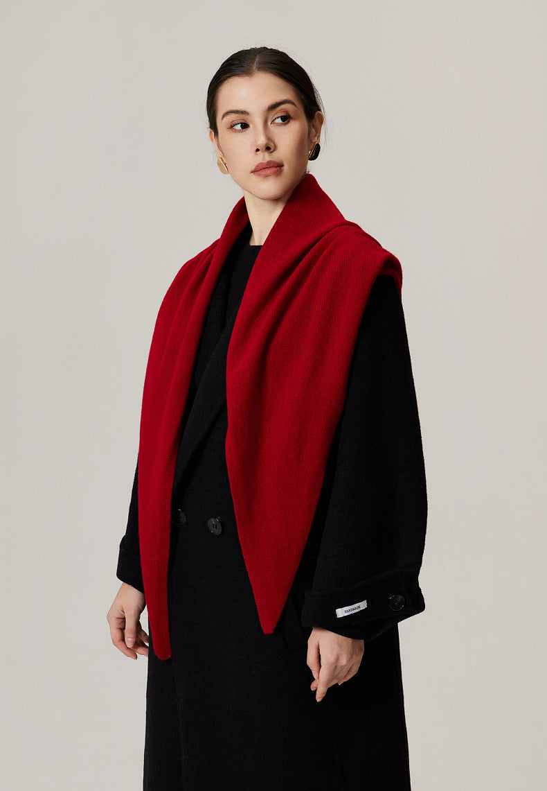 Women’s - Lambswool Triangular Scarf - Oversized Knitted Stole