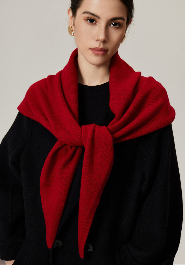 Women’s - Lambswool Triangular Scarf - Oversized Knitted Stole