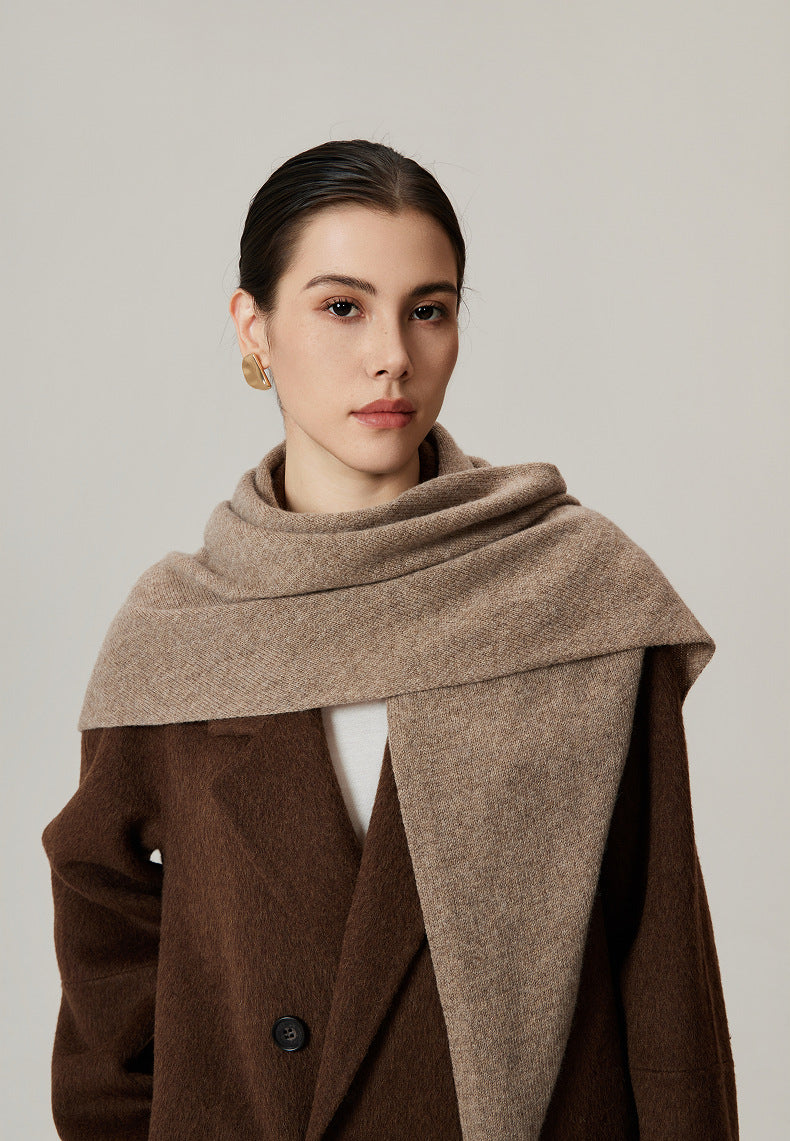 Women’s - Lambswool Triangular Scarf - Oversized Knitted Stole