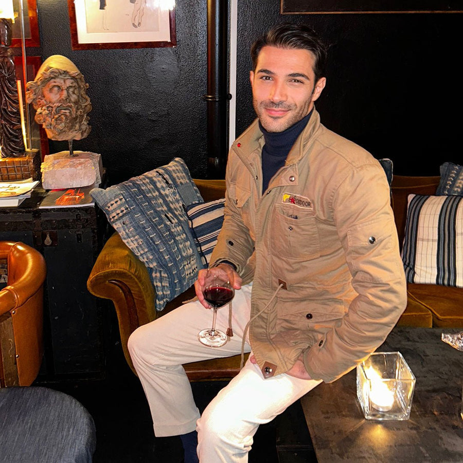 Giacca militare da uomo con cappuccio rimovibile e fodera in pile
