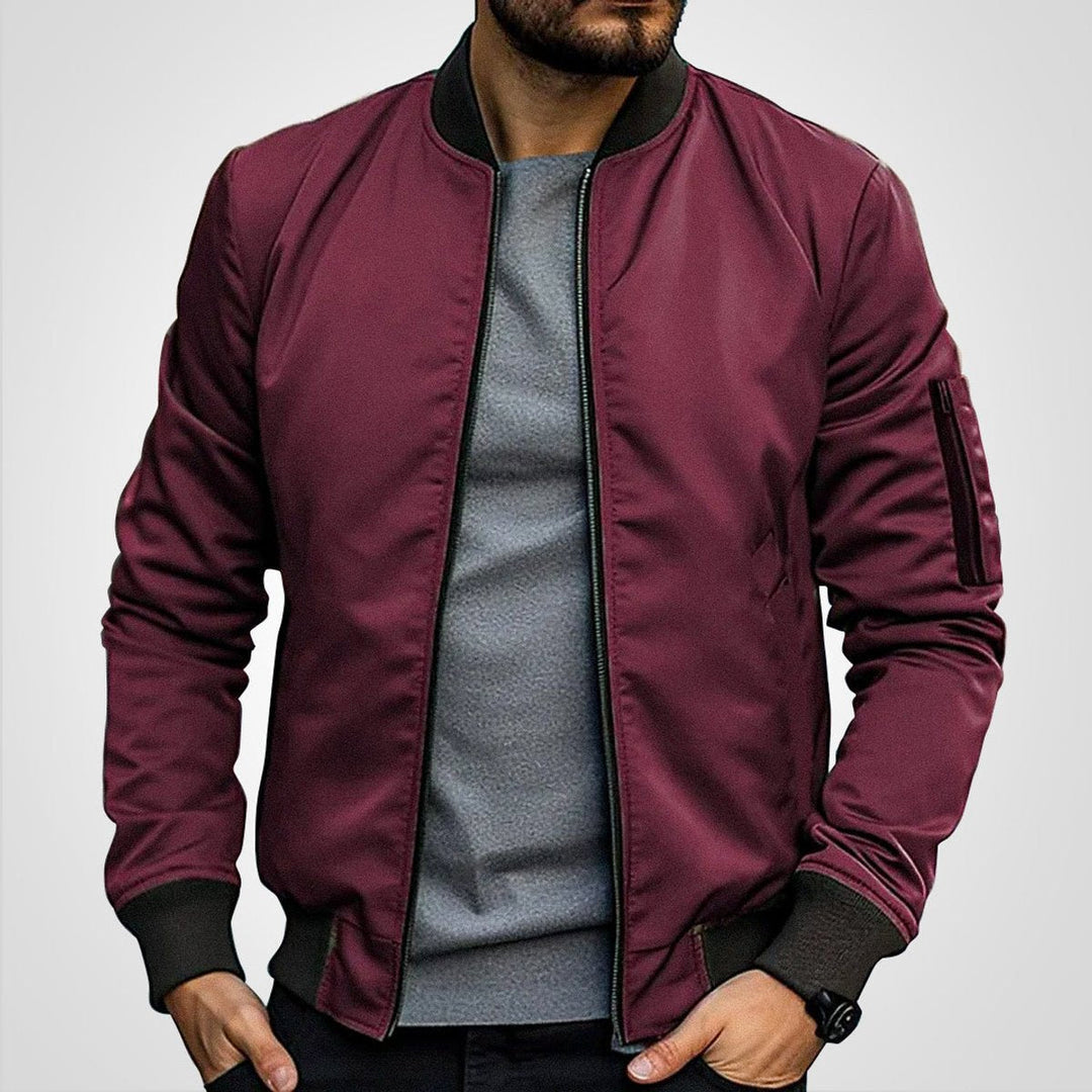 Blouson Bomber Homme Zippé Poche Manche