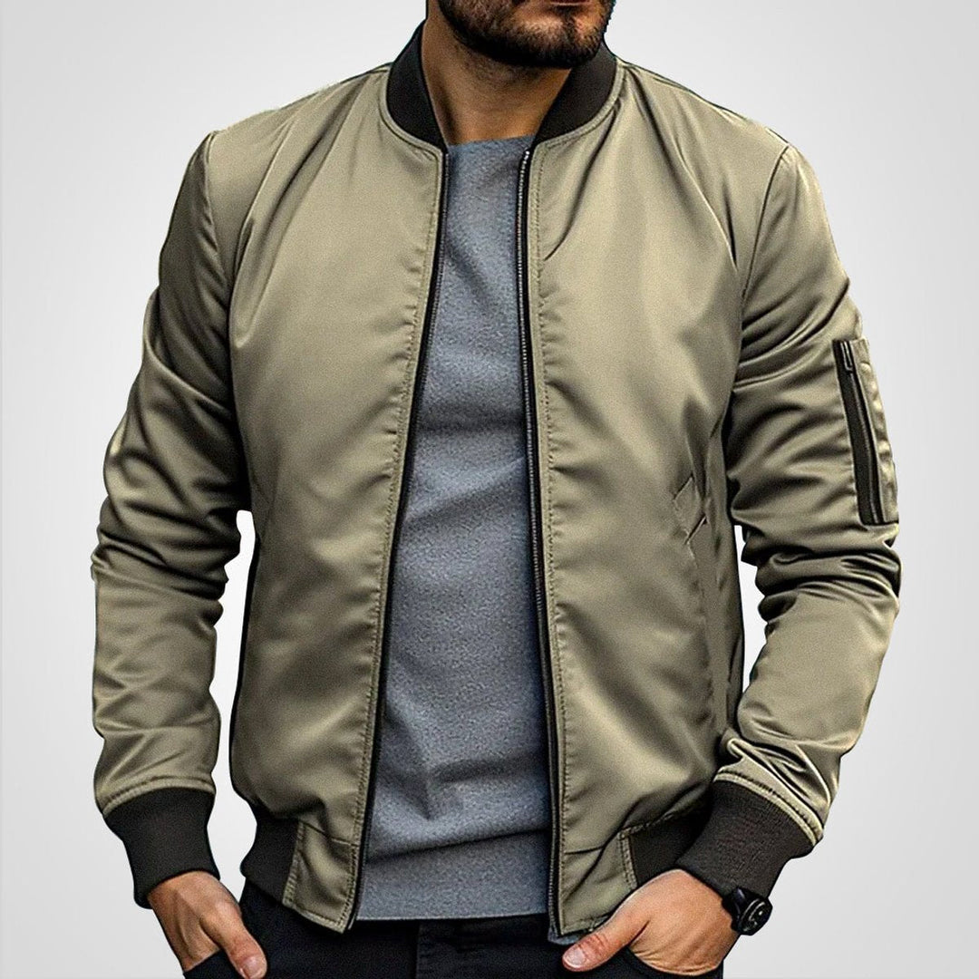 Blouson Bomber Homme Zippé Poche Manche