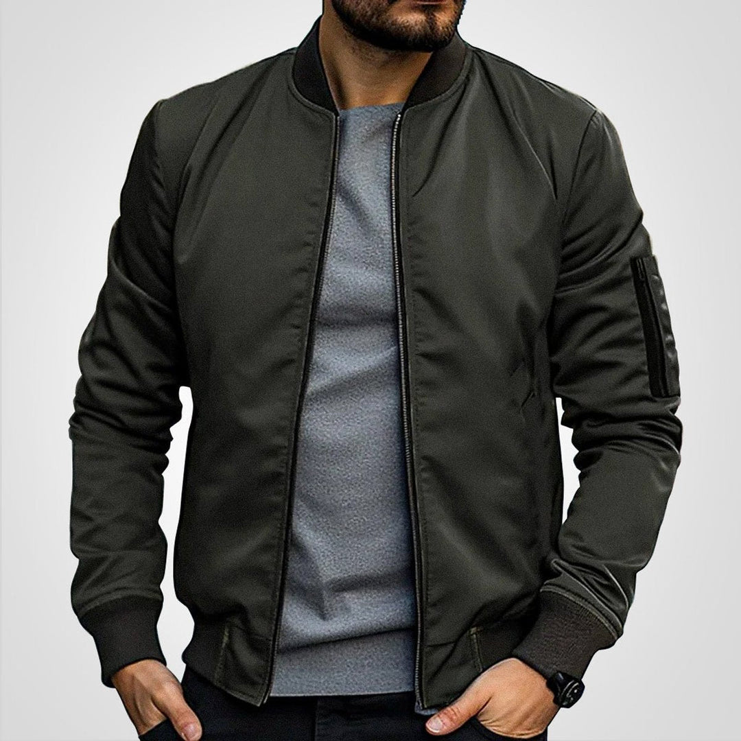 Blouson Bomber Homme Zippé Poche Manche