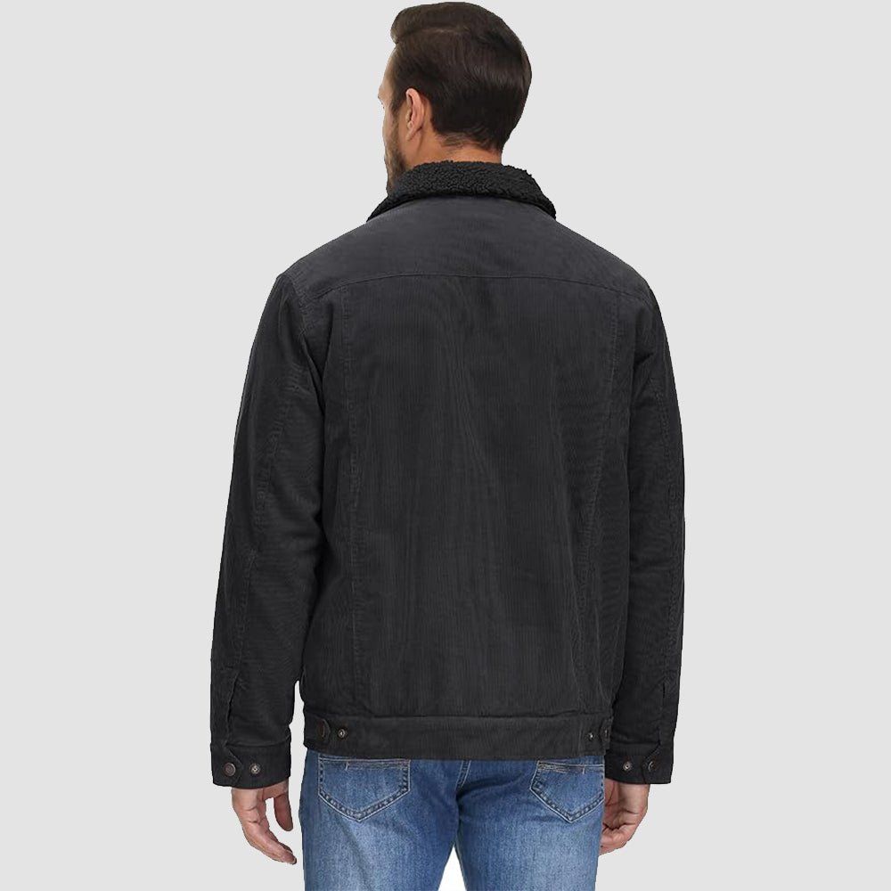 Veste en Velours Côtelé Homme Doublée Sherpa Boutons Pression