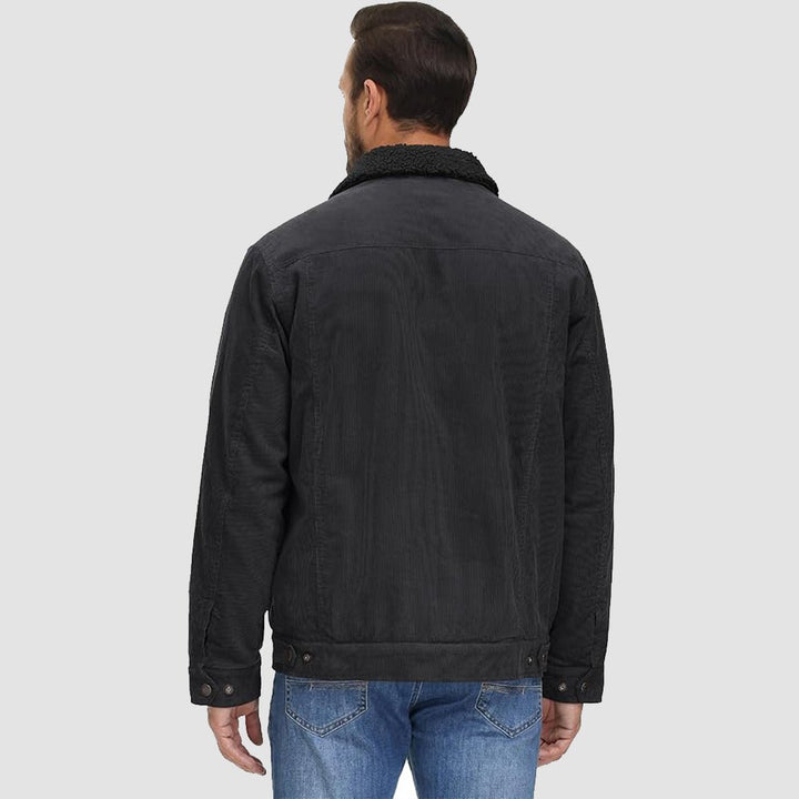 Veste en Velours Côtelé Homme Doublée Sherpa Boutons Pression