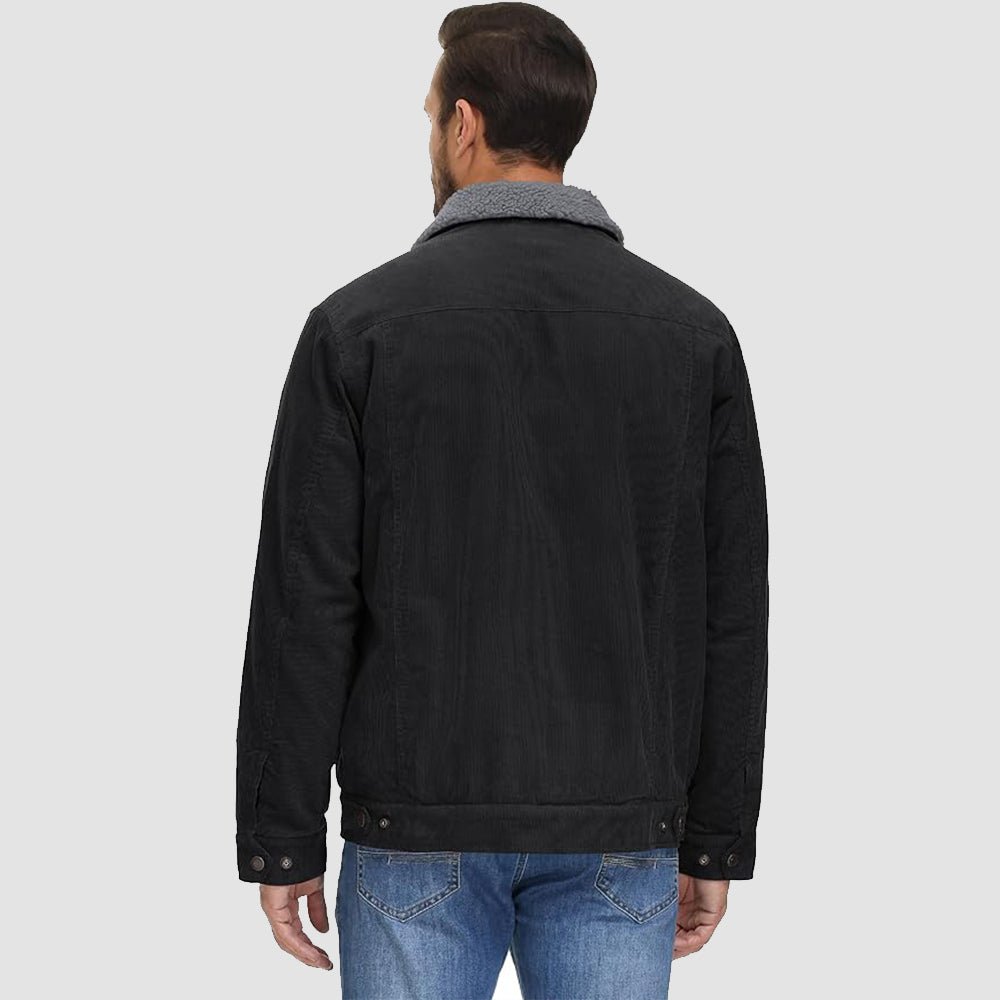 Veste en Velours Côtelé Homme Doublée Sherpa Boutons Pression