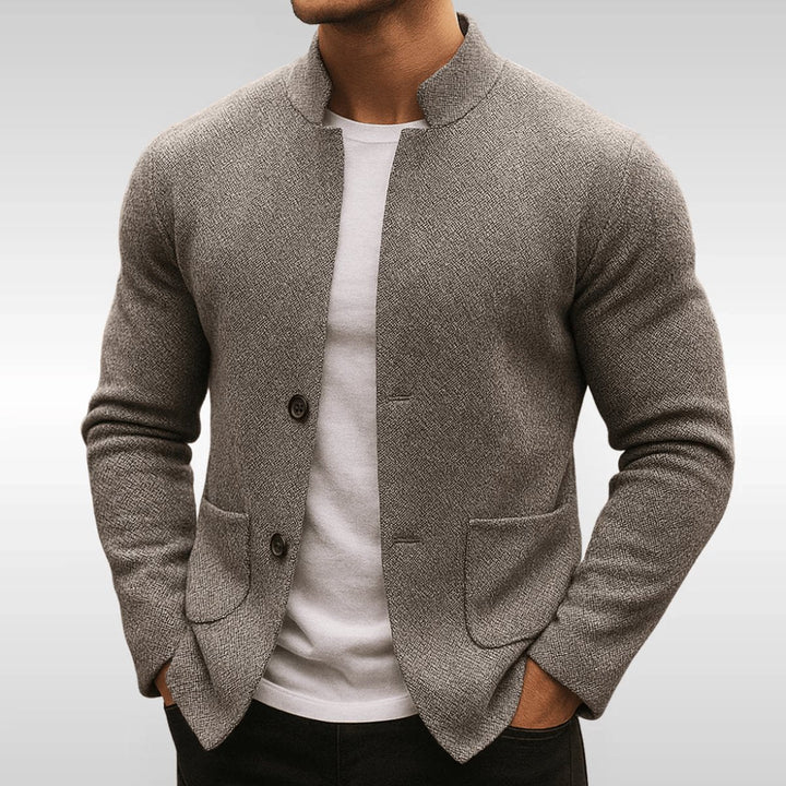 Gilet Homme Maille Boutonné Col Mandarin