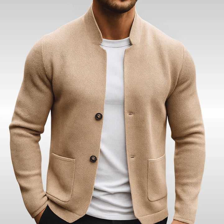 Gilet Homme Maille Boutonné Col Mandarin
