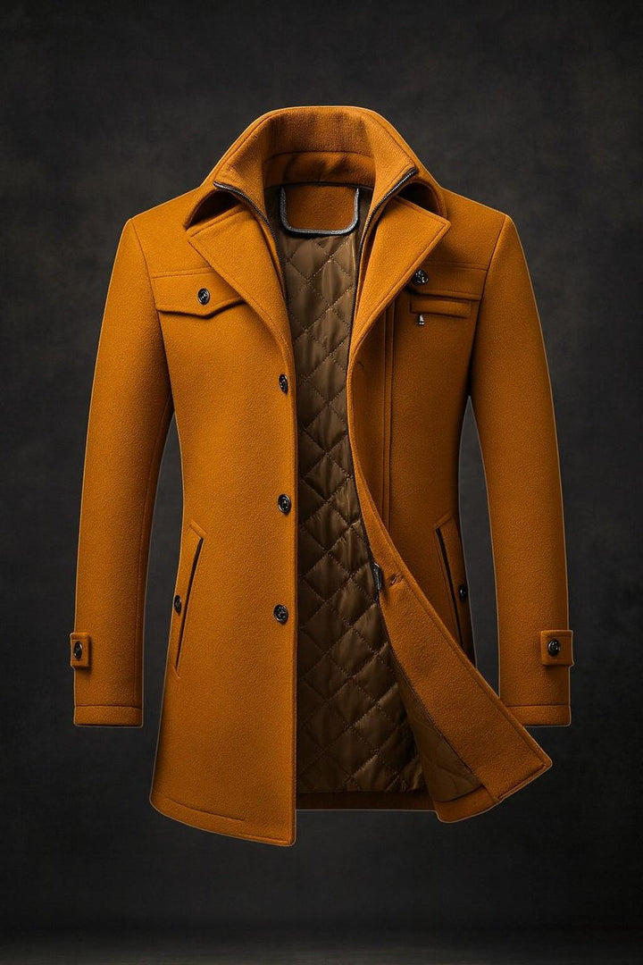 Manteau Homme Laine Col Revers Doublure Matelassée