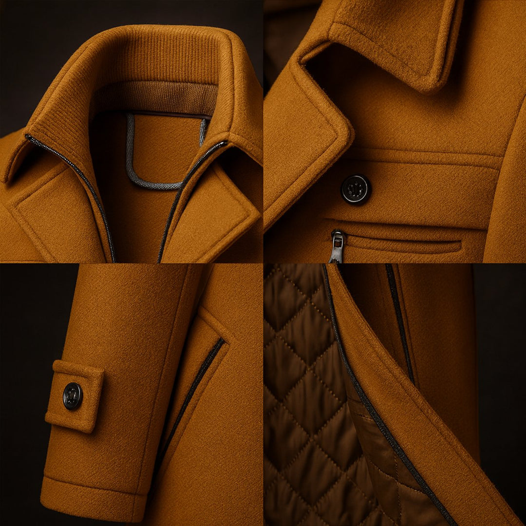Manteau Homme Laine Col Revers Doublure Matelassée