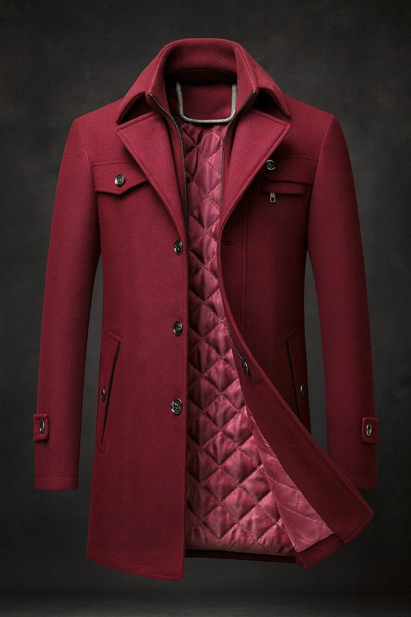 Manteau Homme Laine Col Revers Doublure Matelassée