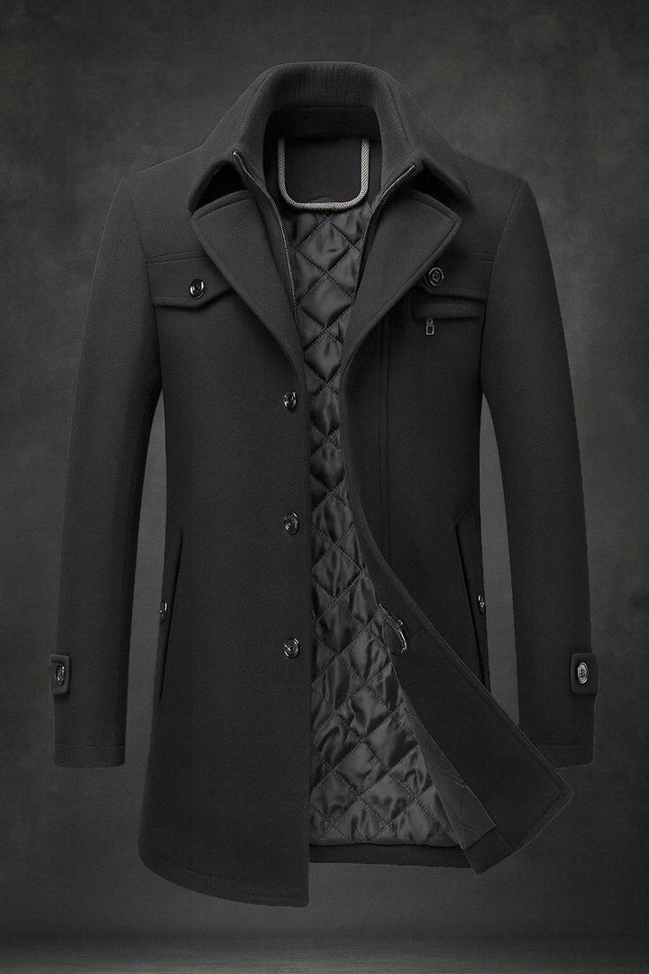 Manteau Homme Laine Col Revers Doublure Matelassée