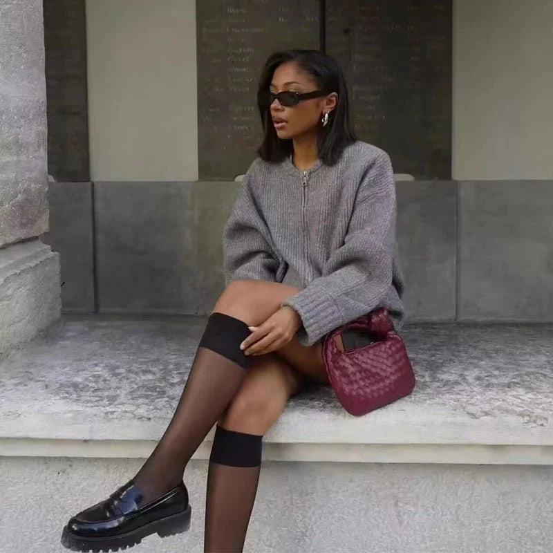 Cardigan En Tricot Zippée Grande Taille Pour Femmes | Tricot
