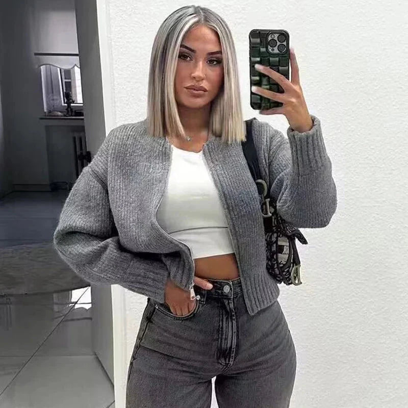 Cardigan En Tricot Zippée Grande Taille Pour Femmes | Tricot