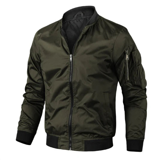 Veste Bomber Décontractée À Manches Longues Pour Hommes | Fermeture Éclair