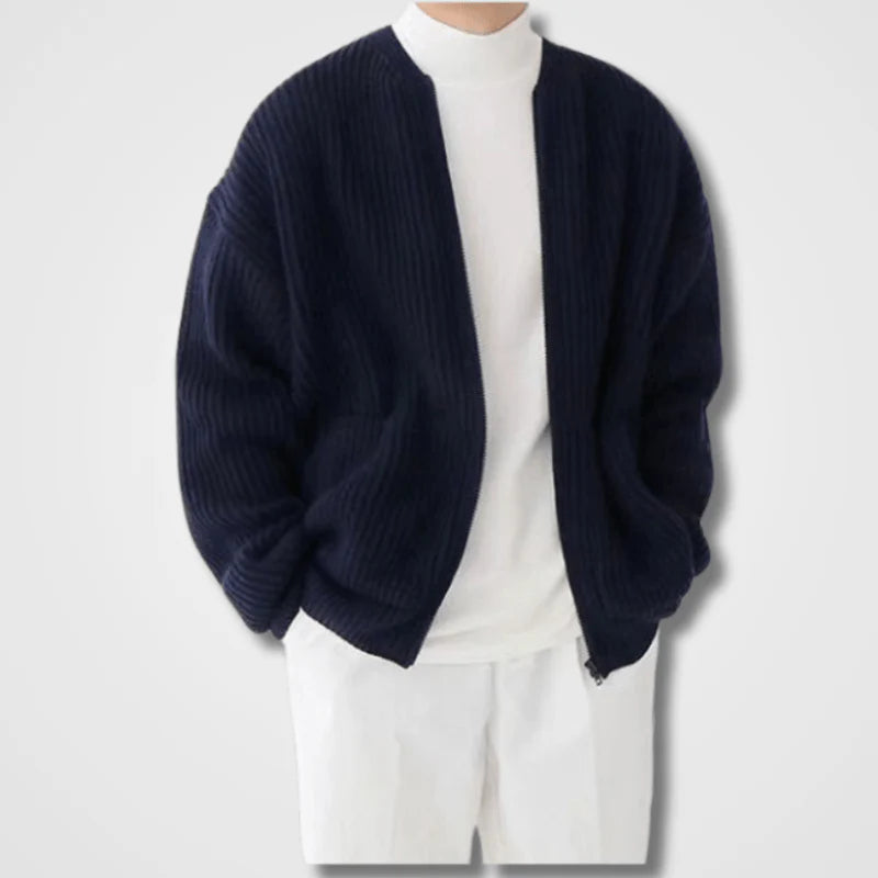 Cardigan En Tricot À Manches Longues Pour Hommes | Fermeture À Glissière