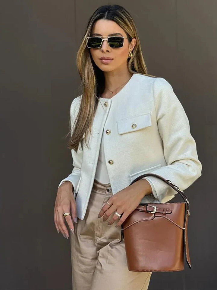 Veste Croisée Boutonnée Pour Femmes | Manches Longues