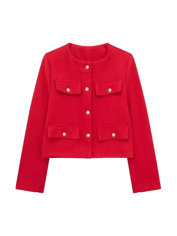 Veste Croisée Boutonnée Pour Femmes | Manches Longues