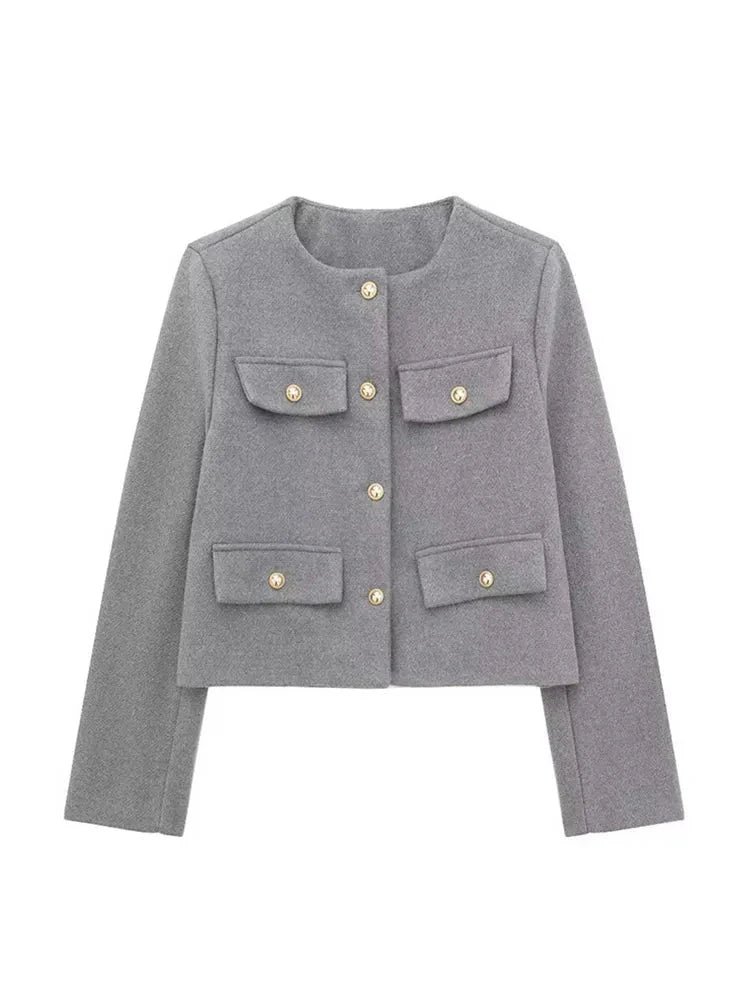 Veste Croisée Boutonnée Pour Femmes | Manches Longues