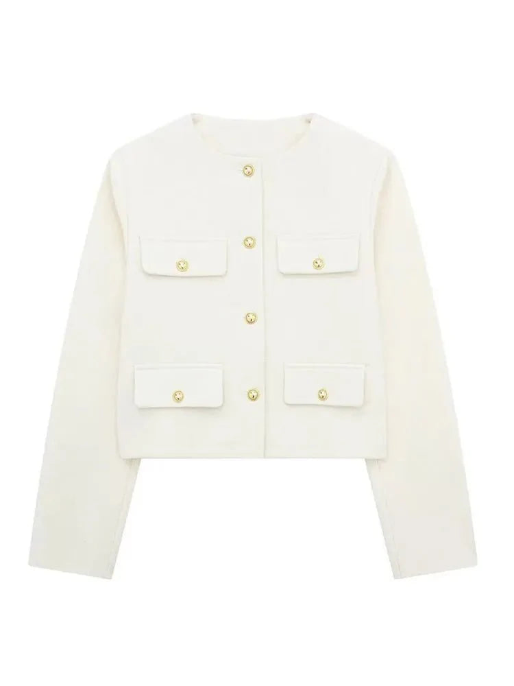 Veste Croisée Boutonnée Pour Femmes | Manches Longues