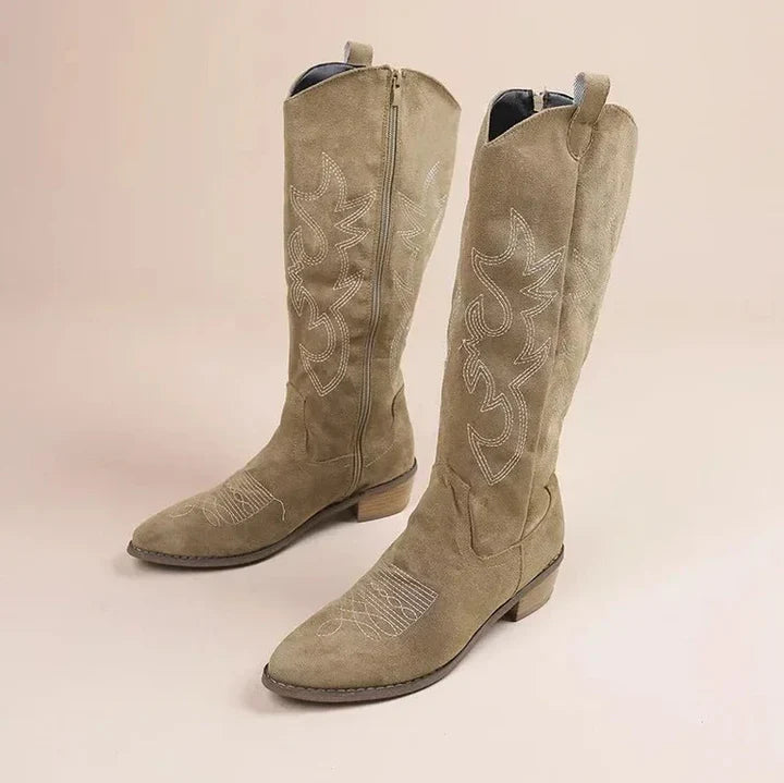 Bottes De Cowboy Brodées Pour Femmes | Talon Bas