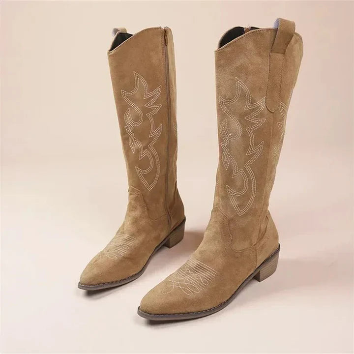 Bottes De Cowboy Brodées Pour Femmes | Talon Bas