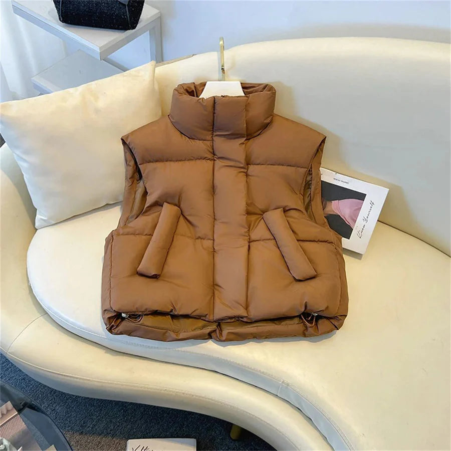 Gilet Bouffant À Col Haut Pour Femmes | Sans Manches