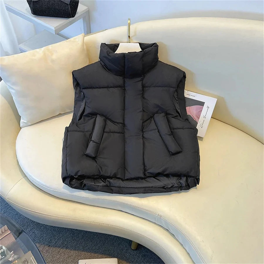 Gilet Bouffant À Col Haut Pour Femmes | Sans Manches