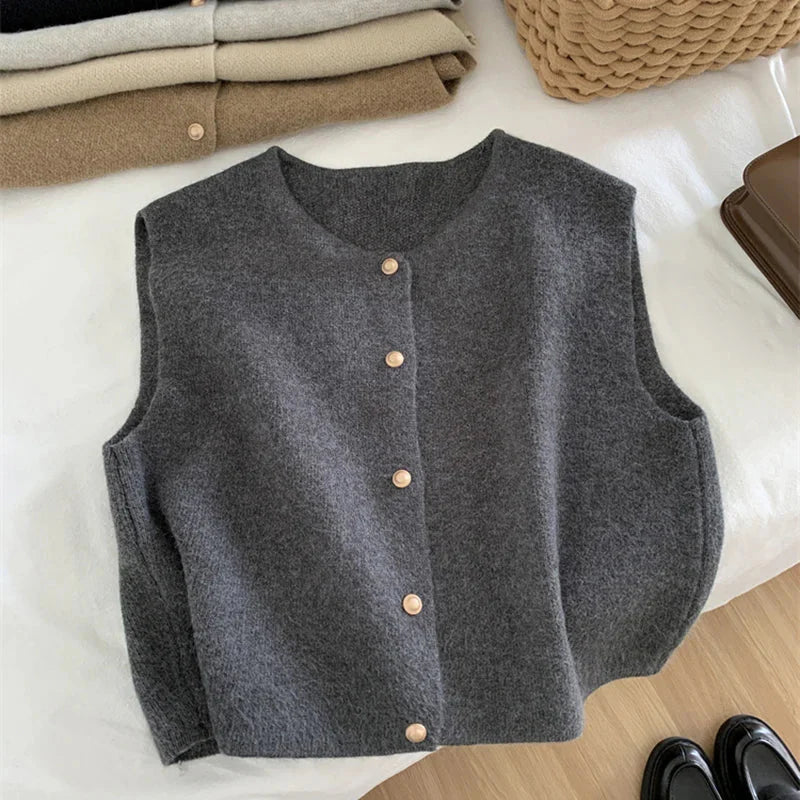 Gilet Sans Manches Pour Femmes | Bouton En bas