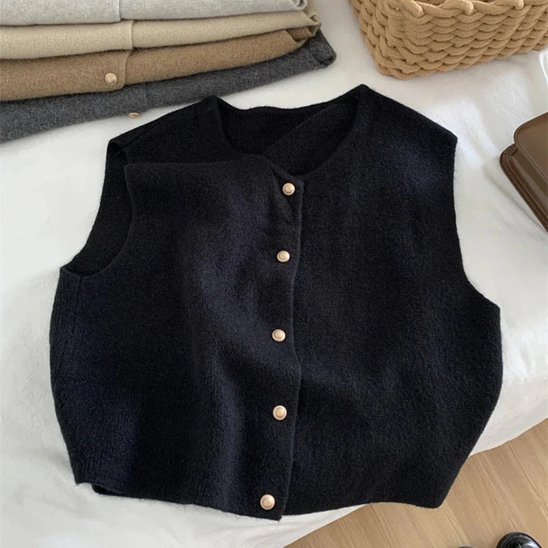 Gilet Sans Manches Pour Femmes | Bouton En bas