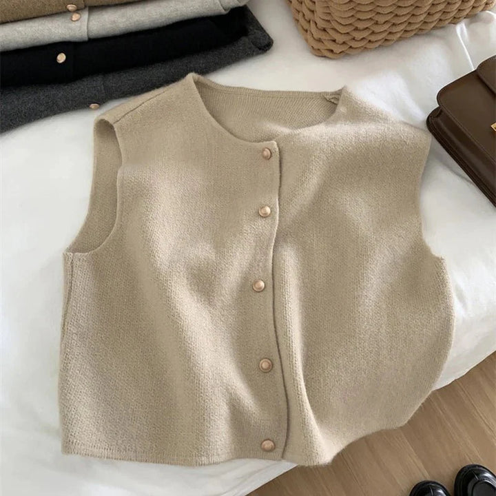 Gilet Sans Manches Pour Femmes | Bouton En bas