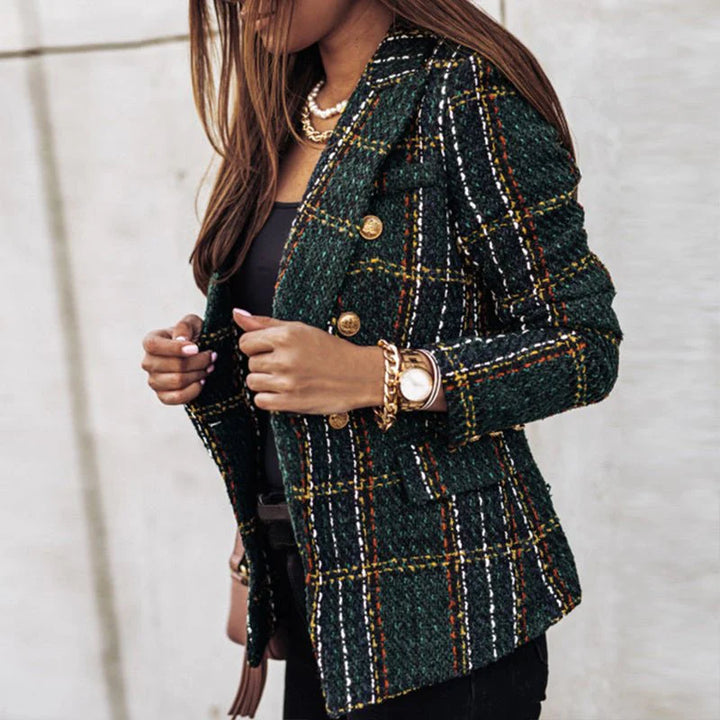 Blazer À Carreaux en Tricot Pour Femmes | Manches Longues