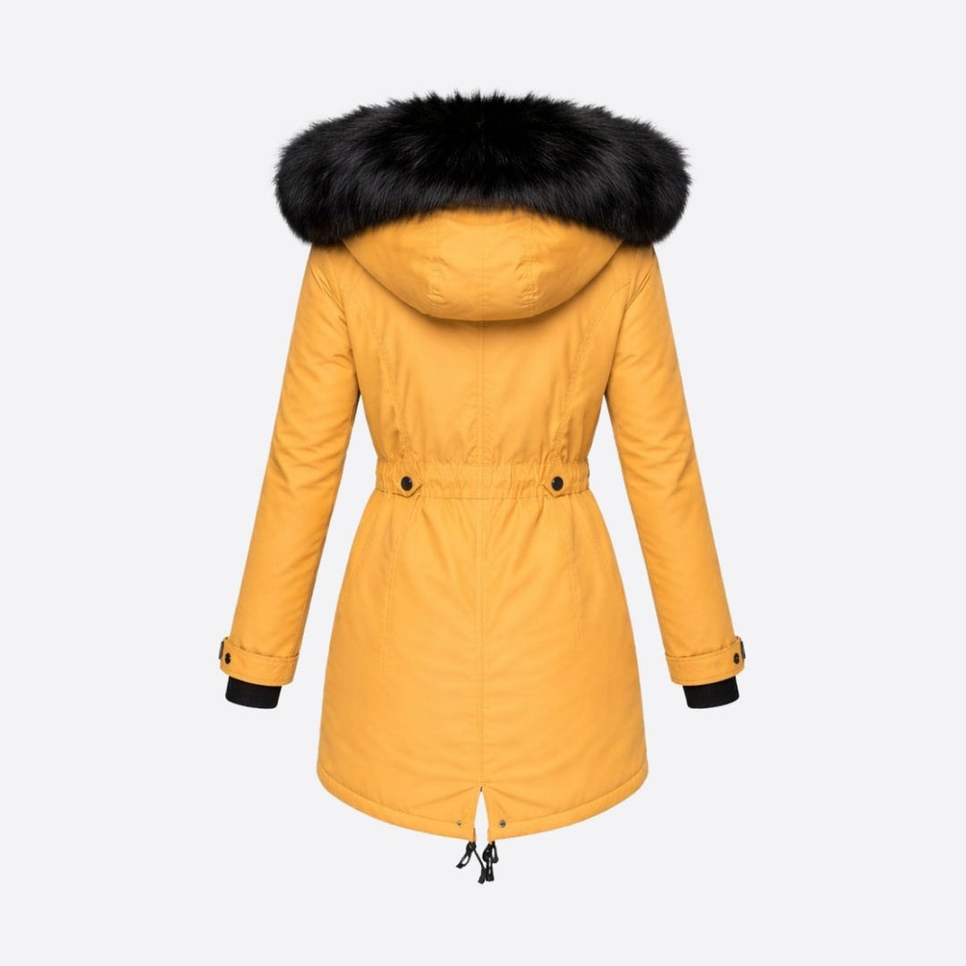 Parka Femme à Capuche Fourrure Synthétique Taille Ajustable