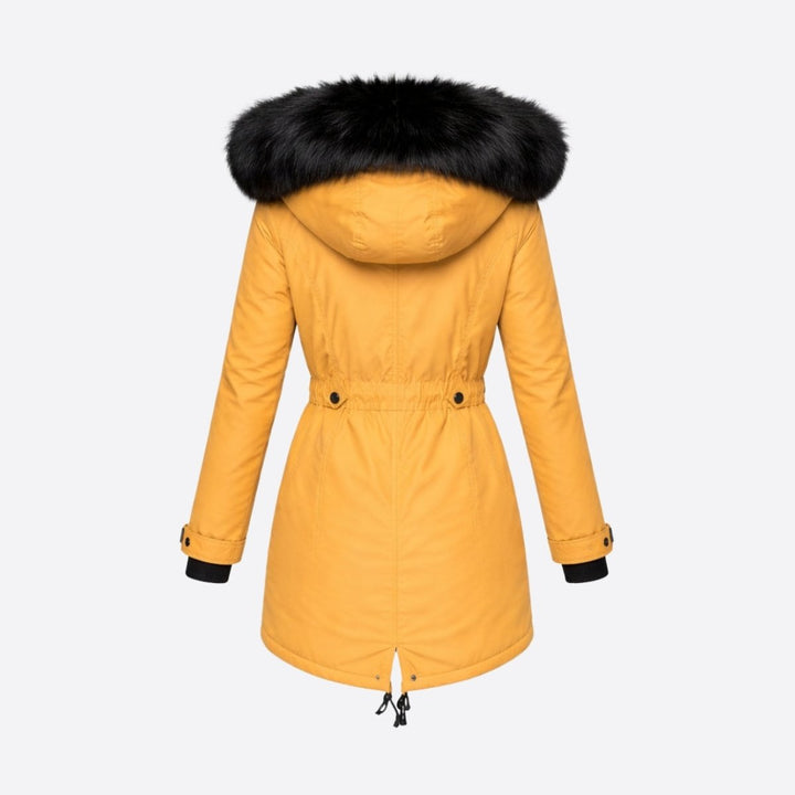 Parka Femme à Capuche Fourrure Synthétique Taille Ajustable