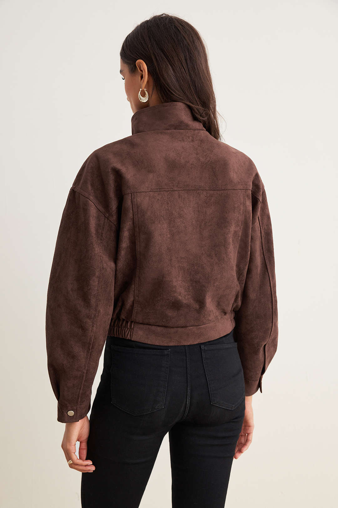 Veste Courte Femme Col Montant Poches Rabats