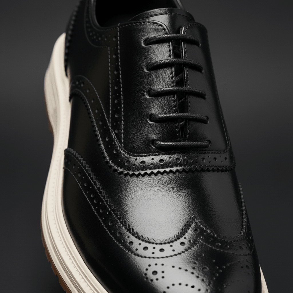 Chaussures Oxford Homme en Cuir avec Détail Brogue et Semelle Épaisse
