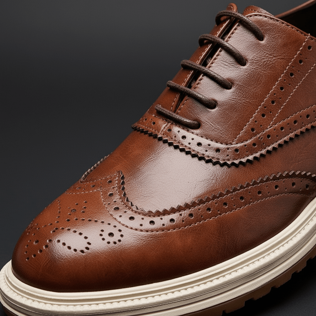 Chaussures Oxford Homme en Cuir avec Détail Brogue et Semelle Épaisse